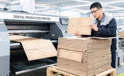 Folding carton proof coming off digital press