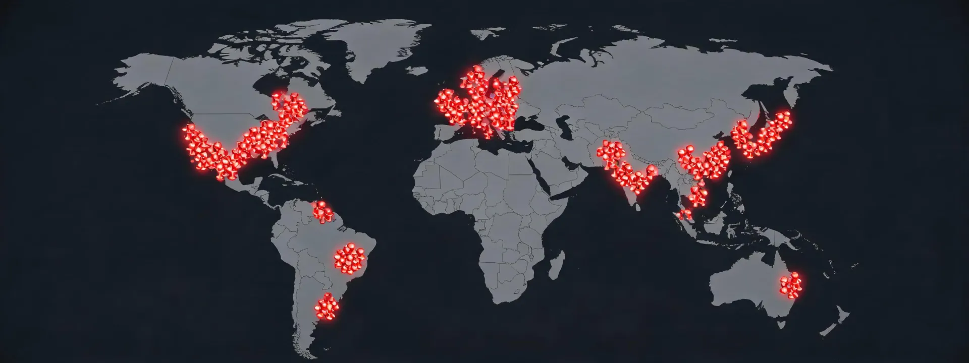 World map showing Canon commercial printer service coverage
