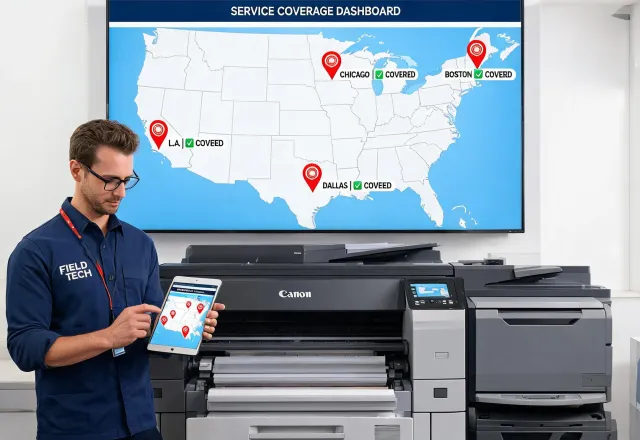 Canon service coverage map and technician dispatch